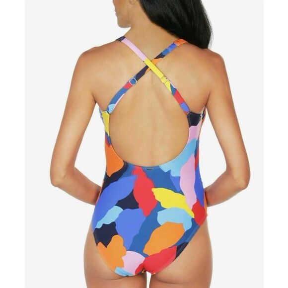 Nautica Cross Back One Piece Swimsuit in Castaway Size Large - Picture 2 of 7